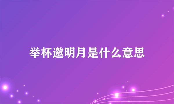 举杯邀明月是什么意思