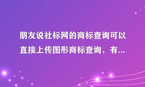朋友说社标网的商标查询可以直接上传图形商标查询，有人用过吗？