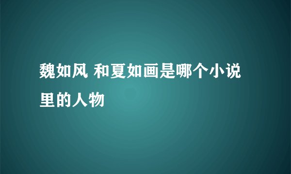 魏如风 和夏如画是哪个小说里的人物