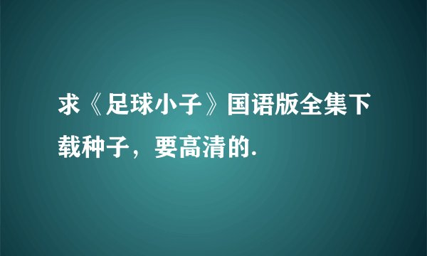 求《足球小子》国语版全集下载种子，要高清的.