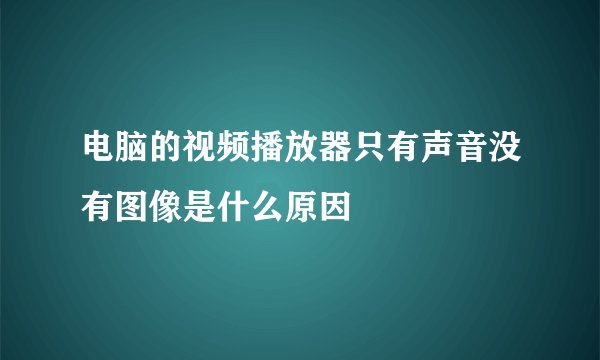 电脑的视频播放器只有声音没有图像是什么原因