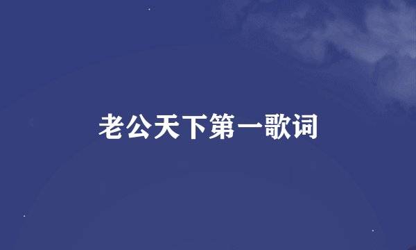 老公天下第一歌词
