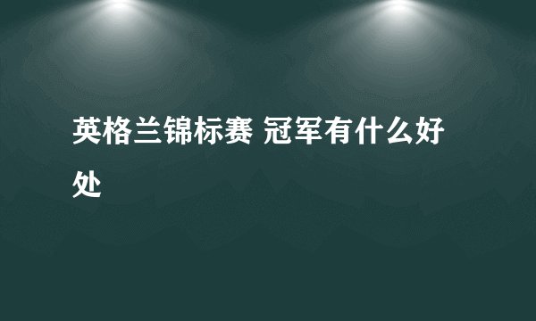 英格兰锦标赛 冠军有什么好处