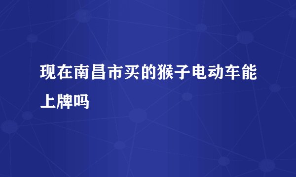 现在南昌市买的猴子电动车能上牌吗