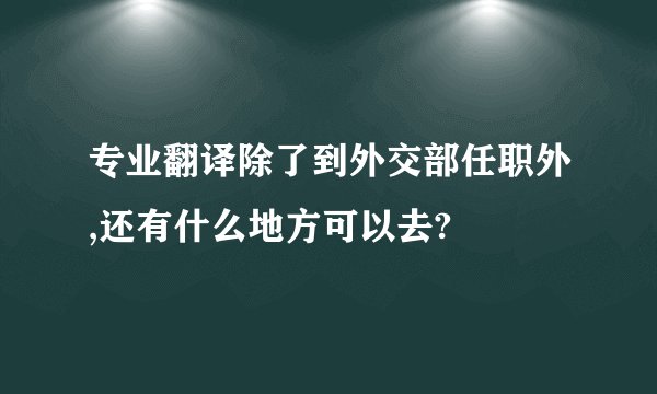 专业翻译除了到外交部任职外,还有什么地方可以去?