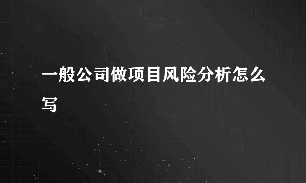 一般公司做项目风险分析怎么写
