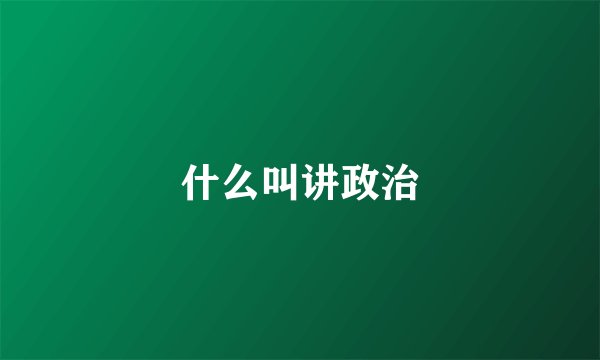 什么叫讲政治