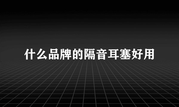什么品牌的隔音耳塞好用