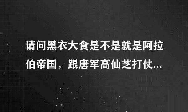 请问黑衣大食是不是就是阿拉伯帝国，跟唐军高仙芝打仗，后又在南宋被蒙古西征灭掉的也是它吗？