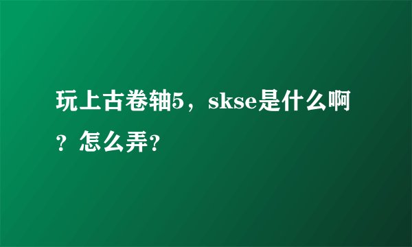 玩上古卷轴5，skse是什么啊？怎么弄？