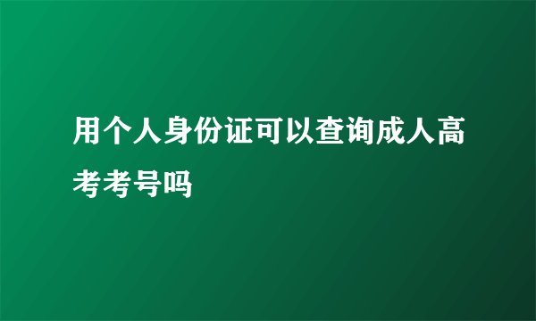 用个人身份证可以查询成人高考考号吗