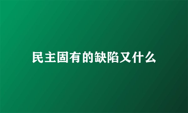 民主固有的缺陷又什么