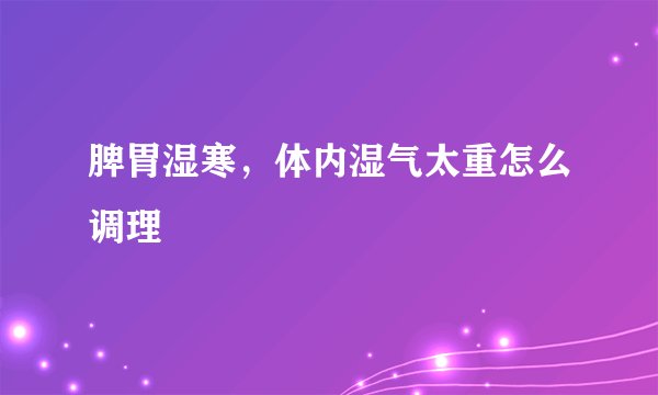 脾胃湿寒，体内湿气太重怎么调理