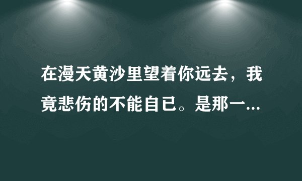 在漫天黄沙里望着你远去,我竟悲伤的不能自已。是那一首歌的歌词。