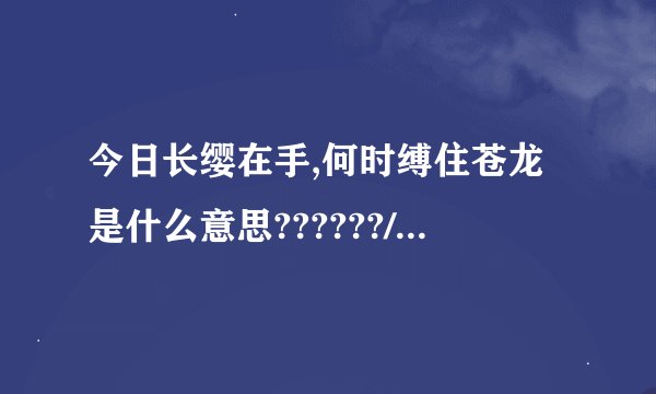 今日长缨在手,何时缚住苍龙是什么意思??????/??????/???????????????????