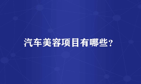 汽车美容项目有哪些？
