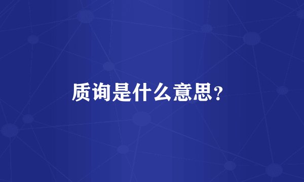 质询是什么意思?
