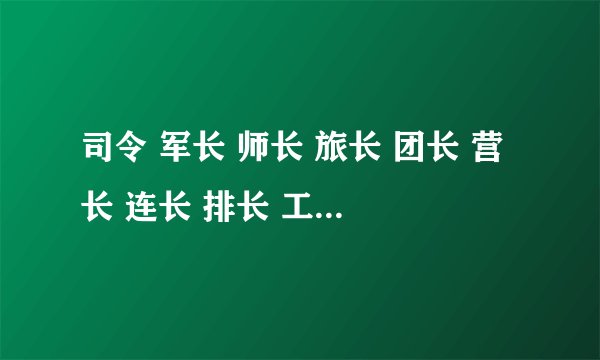 司令 军长 师长 旅长 团长 营长 连长 排长 工兵 各用英语