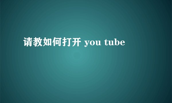 请教如何打开 you tube