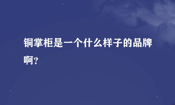 铜掌柜是一个什么样子的品牌啊？