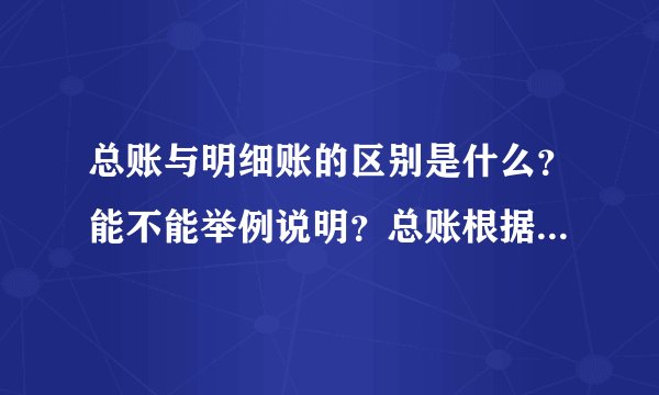总账与明细账的区别是什么？能不能举例说明？总账根据什么登记？明细账又是根据什么登记？