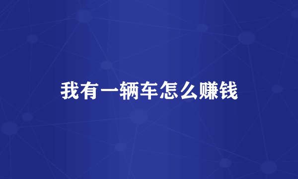 我有一辆车怎么赚钱