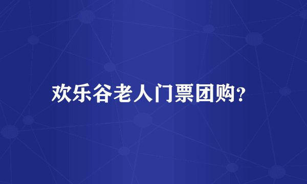 欢乐谷老人门票团购？