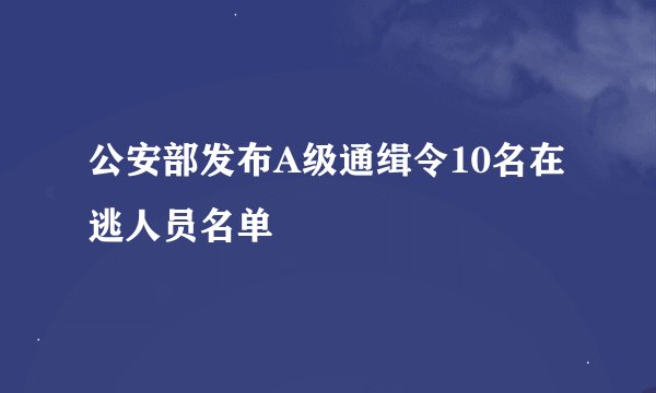 公安部发布A级通缉令10名在逃人员名单
