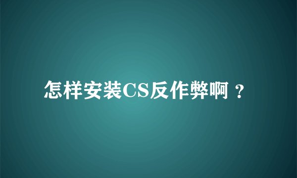 怎样安装CS反作弊啊 ？