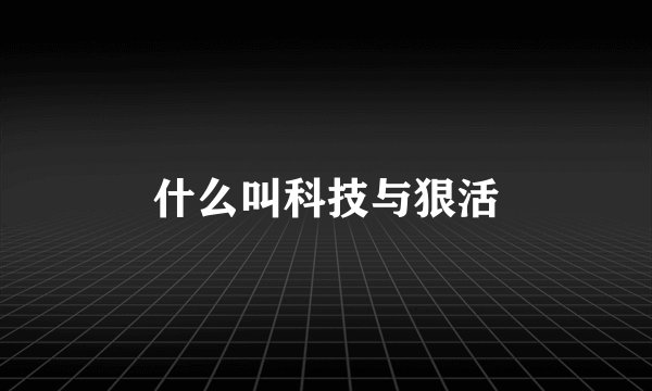什么叫科技与狠活