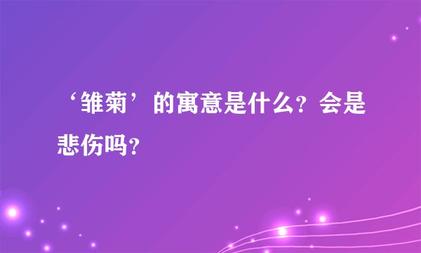 ‘雏菊’的寓意是什么？会是悲伤吗？