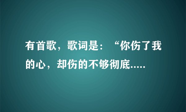 有首歌，歌词是：“你伤了我的心，却伤的不够彻底.....”这个是什么歌！