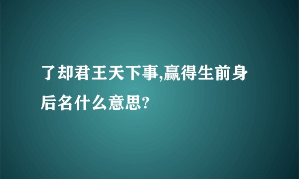 了却君王天下事,赢得生前身后名什么意思?