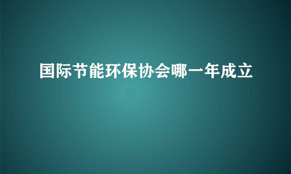 国际节能环保协会哪一年成立