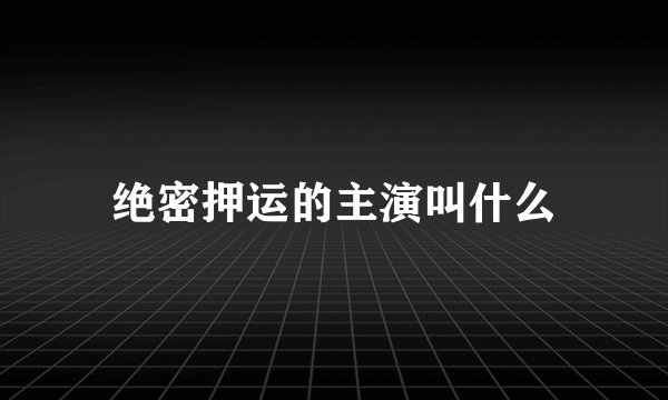 绝密押运的主演叫什么