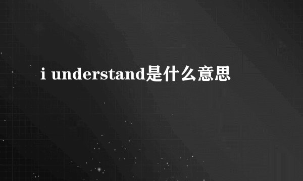 i understand是什么意思