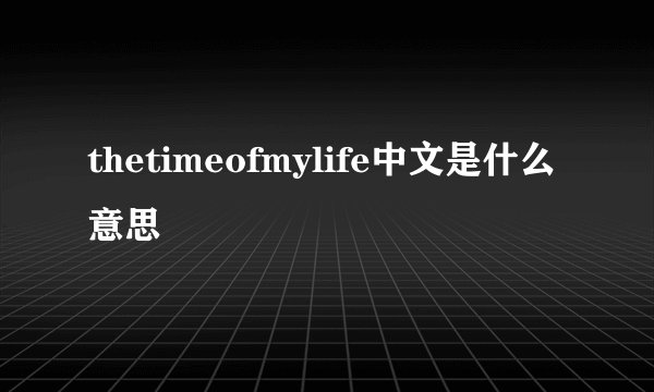 thetimeofmylife中文是什么意思