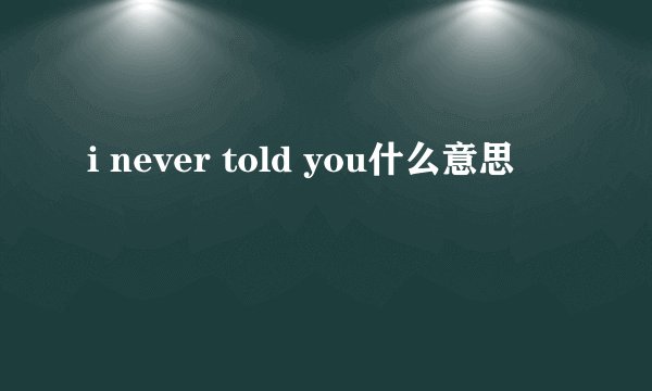 i never told you什么意思