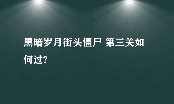 黑暗岁月街头僵尸 第三关如何过?