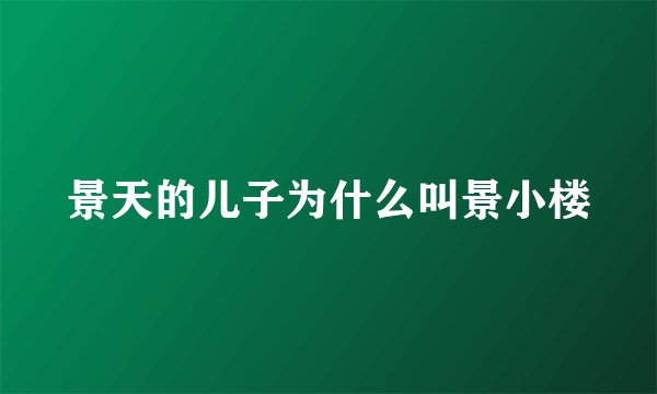 景天的儿子为什么叫景小楼