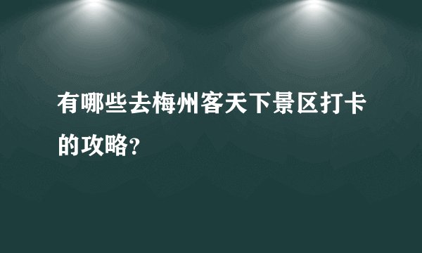 有哪些去梅州客天下景区打卡的攻略？