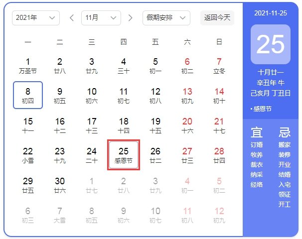 感恩节2021年是几月几日_Thanksgiving Day介绍