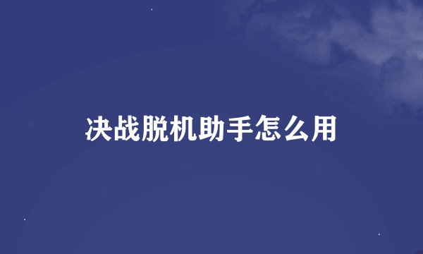 决战脱机助手怎么用