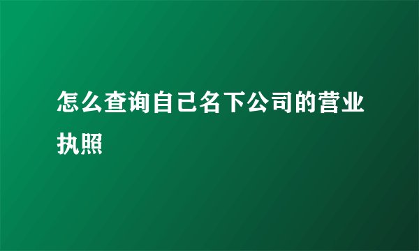 怎么查询自己名下公司的营业执照