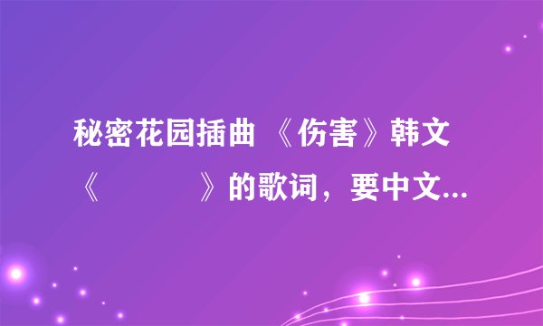 秘密花园插曲 《伤害》韩文《상처만》的歌词，要中文的，谢谢啦，悬赏分我会增加的，快