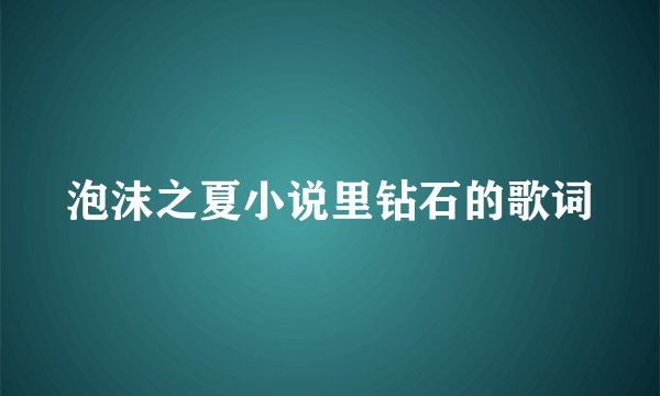 泡沫之夏小说里钻石的歌词