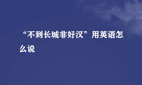 “不到长城非好汉”用英语怎么说