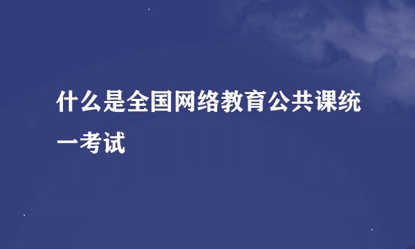 什么是全国网络教育公共课统一考试