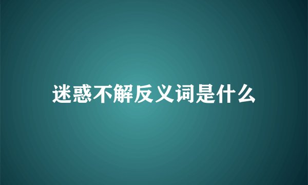 迷惑不解反义词是什么