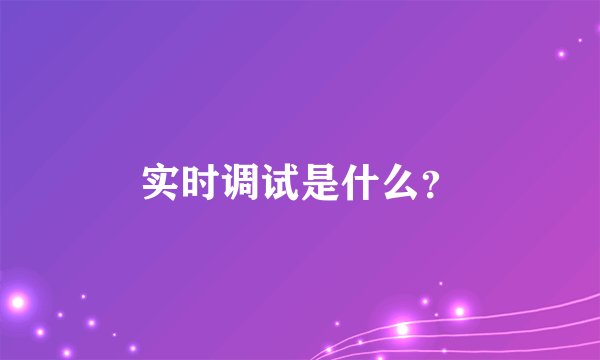 实时调试是什么？